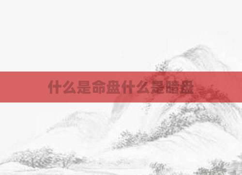 什么是命盘什么是暗盘