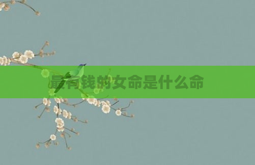 最有钱的女命是什么命