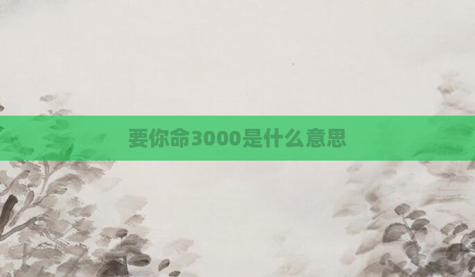 要你命3000是什么意思