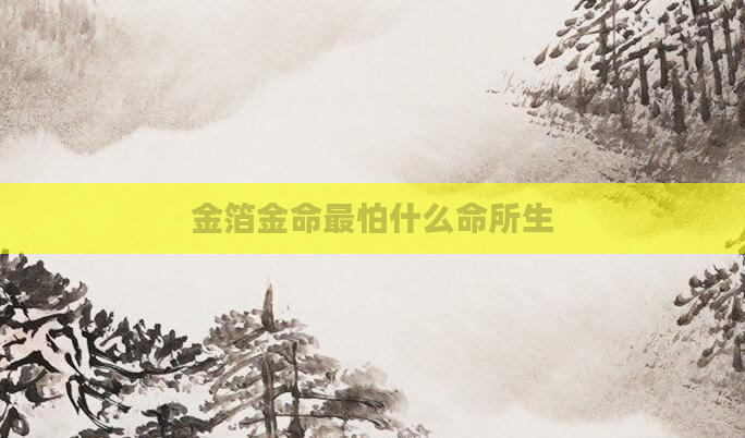 金箔金命最怕什么命所生