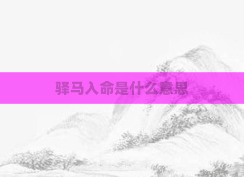 驿马入命是什么意思