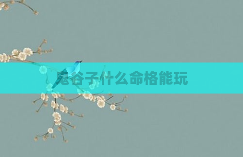 鬼谷子什么命格能玩