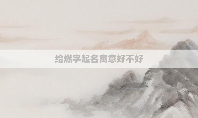给燃字起名寓意好不好