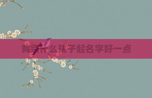 黄宗什么孩子起名字好一点