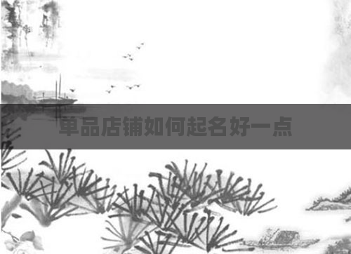 单品店铺如何起名好一点