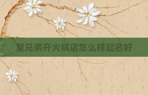 堂兄弟开火锅店怎么样起名好
