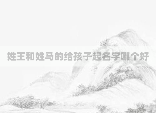 姓王和姓马的给孩子起名字哪个好