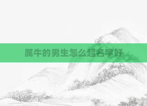 属牛的男生怎么起名字好