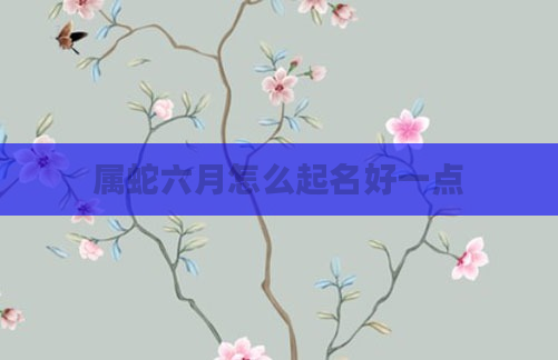 属蛇六月怎么起名好一点