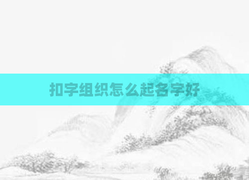 扣字组织怎么起名字好