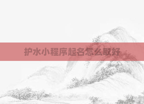 护水小程序起名怎么取好