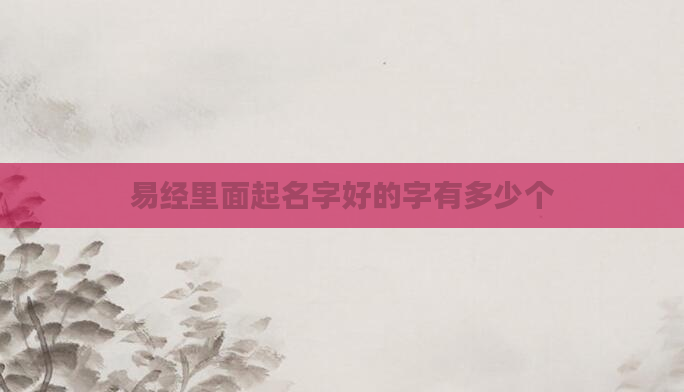 易经里面起名字好的字有多少个