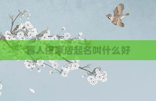 盲人按摩店起名叫什么好