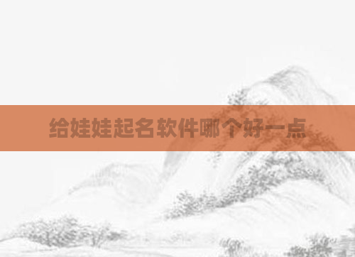 给娃娃起名软件哪个好一点