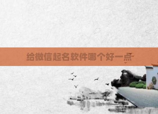 给微信起名软件哪个好一点