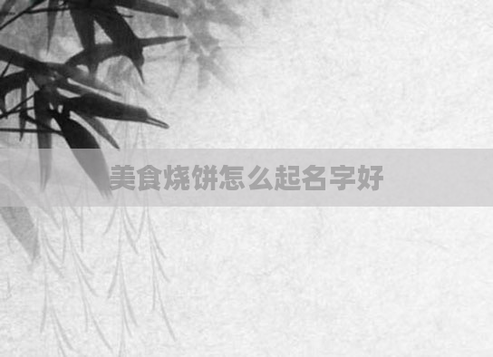 美食烧饼怎么起名字好
