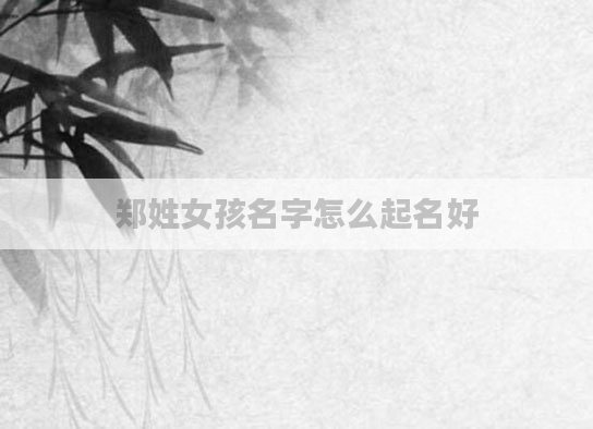 郑姓女孩名字怎么起名好