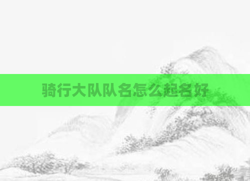 骑行大队队名怎么起名好