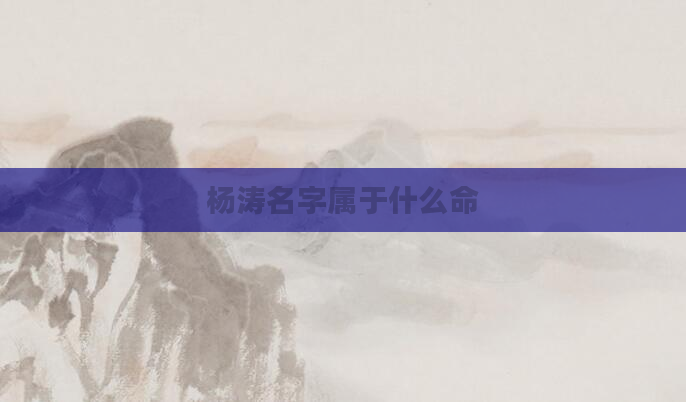 杨涛名字属于什么命