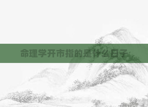 命理学开市指的是什么日子