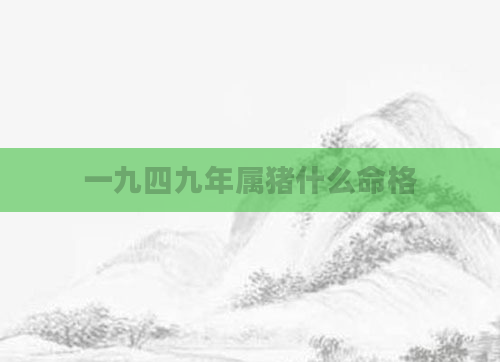 一九四九年属猪什么命格