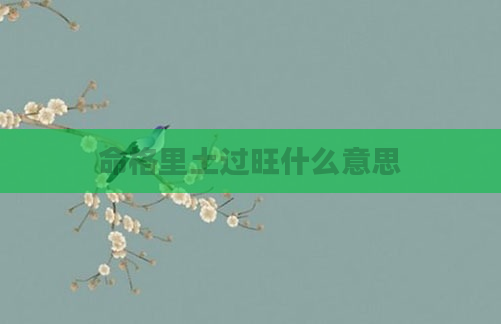 命格里土过旺什么意思