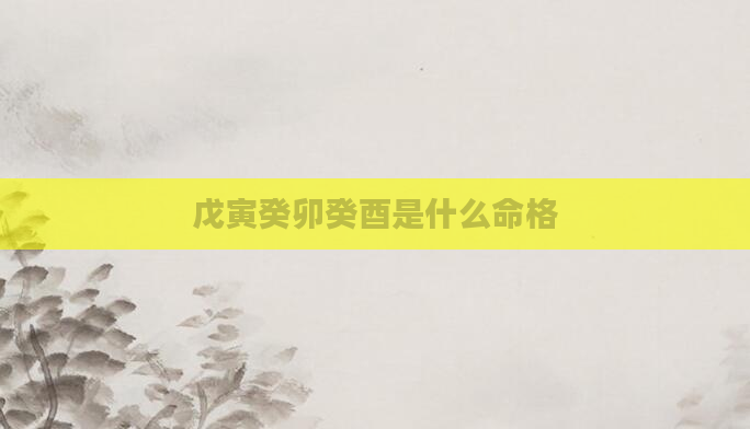 戊寅癸卯癸酉是什么命格