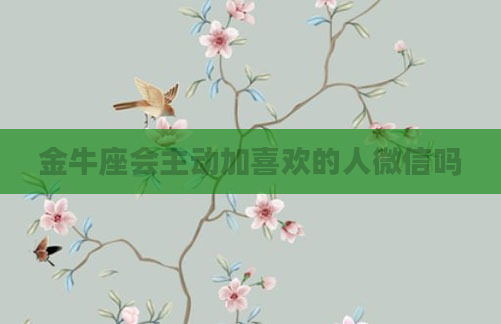 金牛座会主动加喜欢的人微信吗