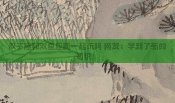 双子座和双鱼座能一起玩吗 网友：学到了新的知识！