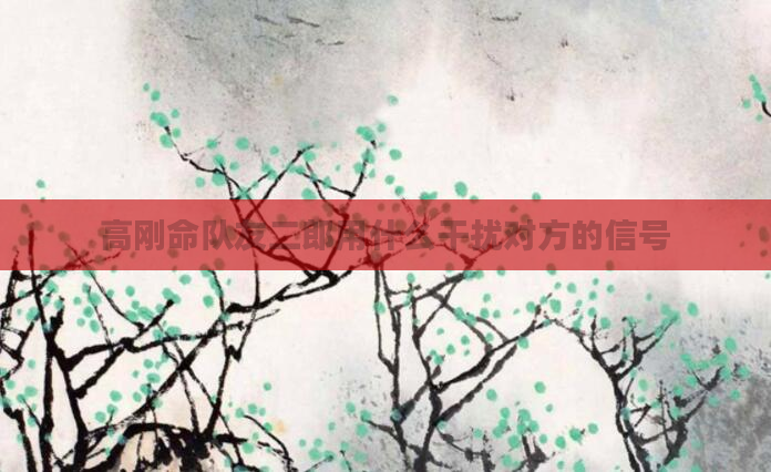 高刚命队友二郎用什么干扰对方的信号