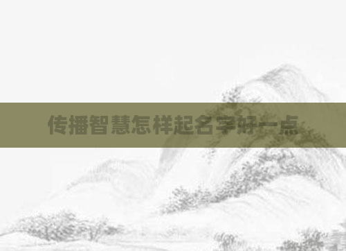 传播智慧怎样起名字好一点