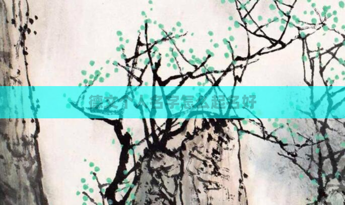 德文个人名字怎么起名好