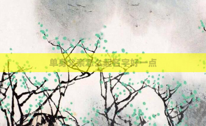 单身父亲怎么起名字好一点