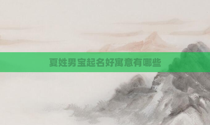 夏姓男宝起名好寓意有哪些