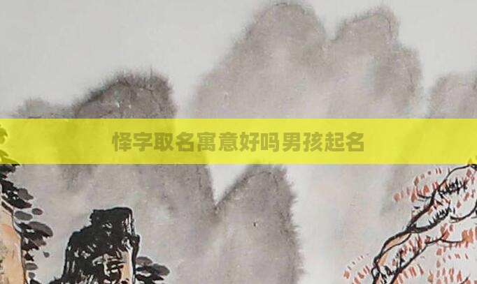 怿字取名寓意好吗男孩起名