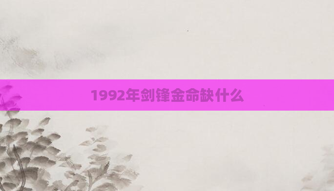 1992年剑锋金命缺什么