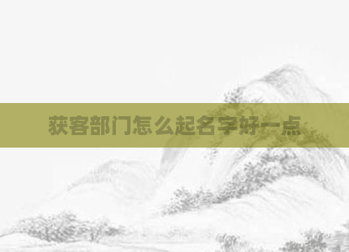 获客部门怎么起名字好一点