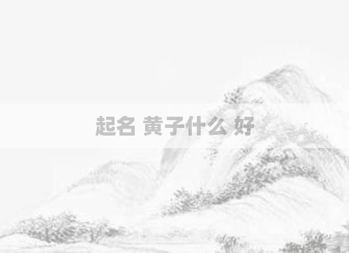 起名 黄子什么 好