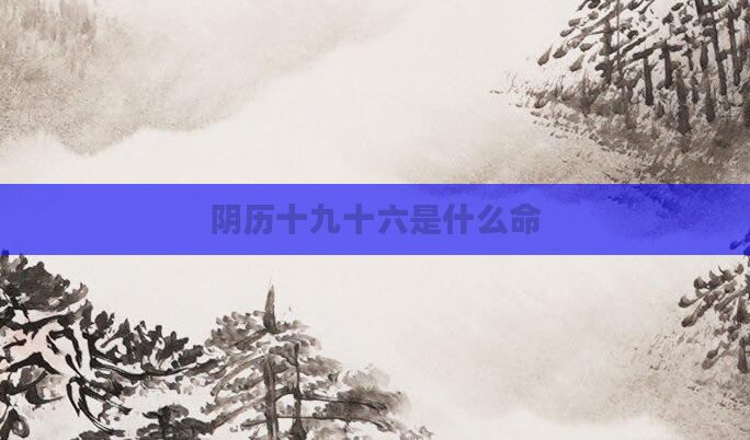 阴历十九十六是什么命