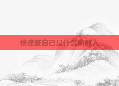 快速查自己是什么命的人