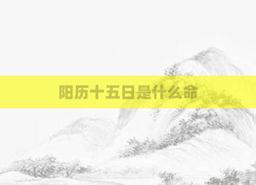 阳历十五日是什么命