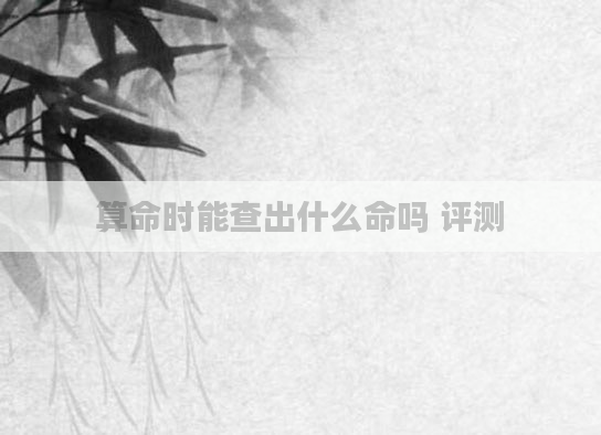 算命时能查出什么命吗 评测