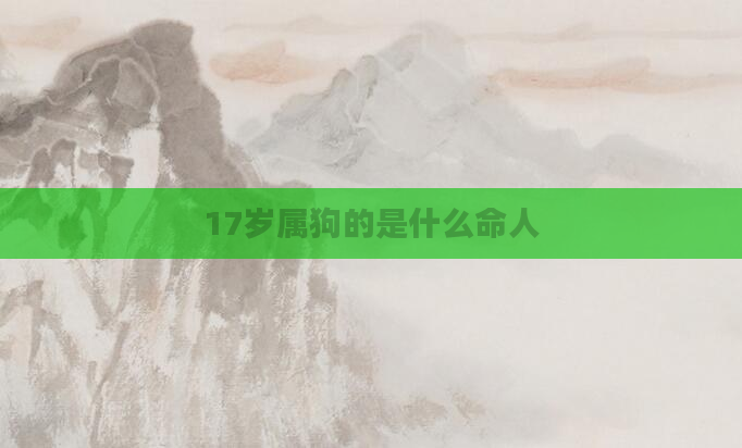 17岁属狗的是什么命人