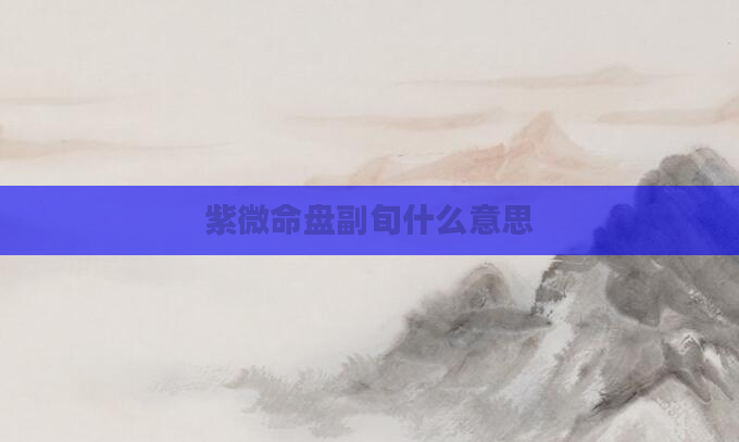 紫微命盘副旬什么意思