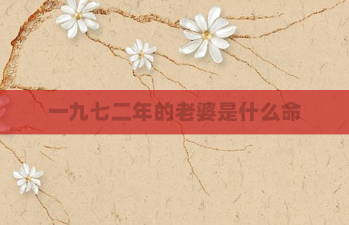 一九七二年的老婆是什么命