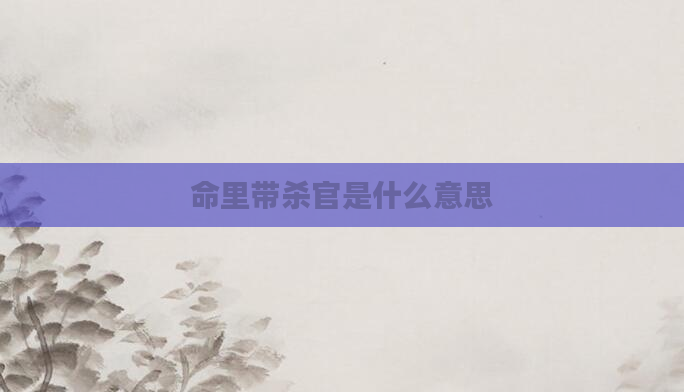 命里带杀官是什么意思