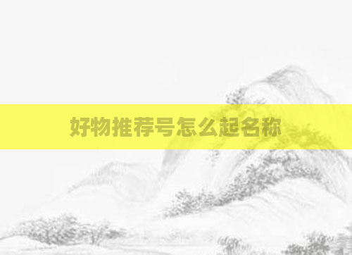 好物推荐号怎么起名称