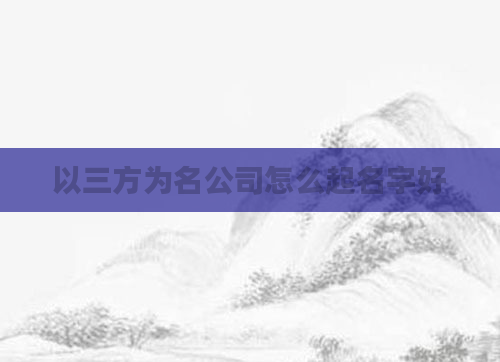 以三方为名公司怎么起名字好