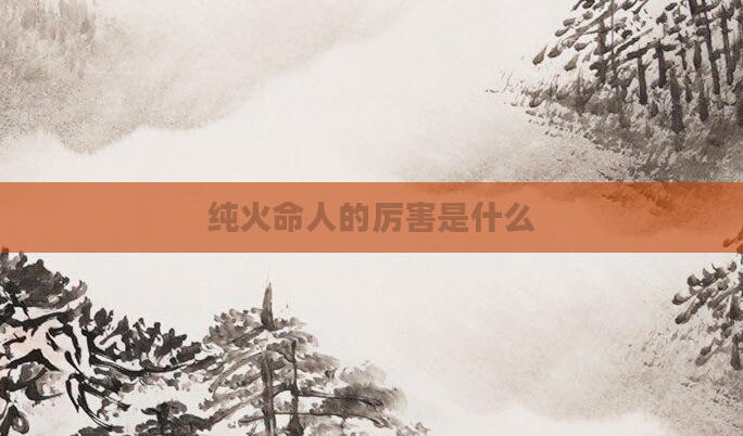 纯火命人的厉害是什么