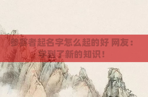 参赛者起名字怎么起的好 网友：学到了新的知识！